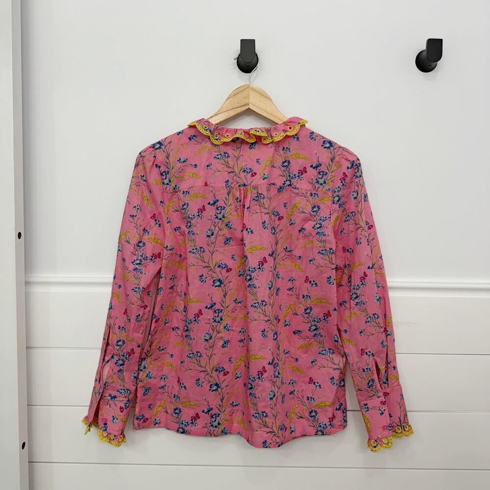 Women’s J. Crew Poplin Ruffle Blouse In Pink Liberty Size M?* - Picture 5 of 8